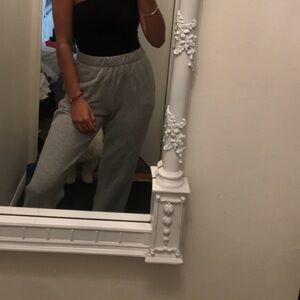 Brandy Melville Gray Elastic-Waist Track Pants